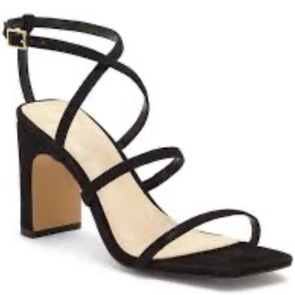 Vince Camuto Maivra Black Suede Strappy Heels Sz 935